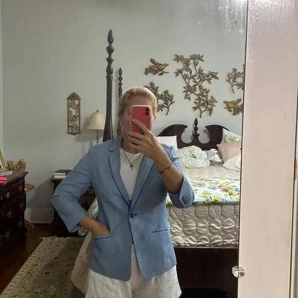 The Limited blue & white‎ blazer/jacket with 3/4 sleeves - Picture 8 of 12